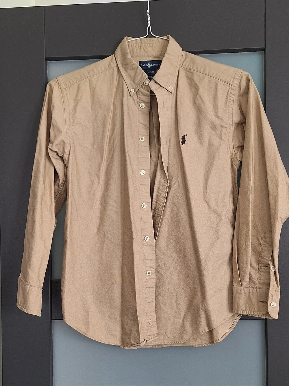 Ralph Lauren Boys Shirt Khaki Sz M 12/14 NWOT